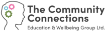 The community connections education and wellbeing group logo full colour black